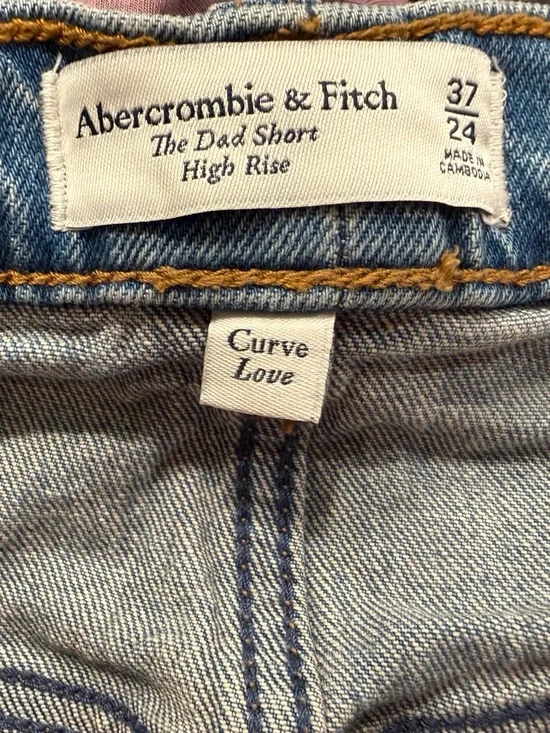 Abercrombie & Fitch Curve Love Dad Shorts High Rise Distressed Denim Size 37 NWT - Picture 3 of 11